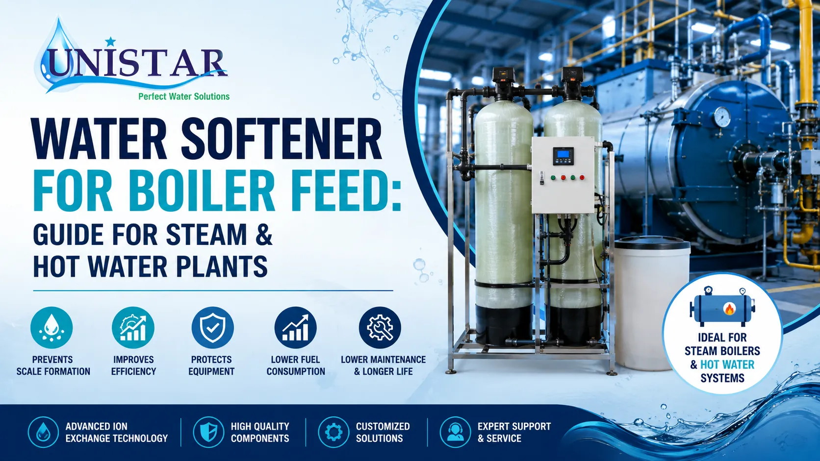You are currently viewing Water Softener for Boiler Feed: Guide for Steam & Hot Water Plants